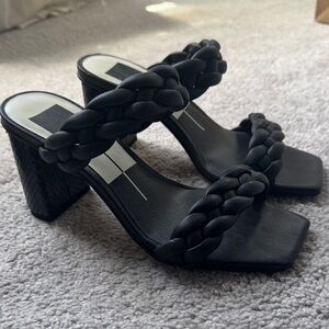 Dolce Vita Black Braided Heeled Sandals